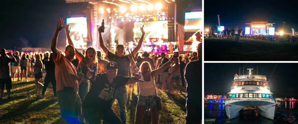 a group of people playing instruments and performing on a stage