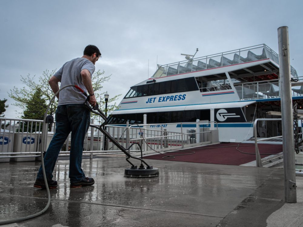 a man standing on a dock
