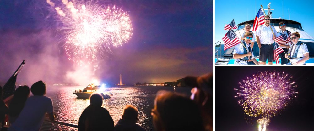 a group of people watching fireworks in the sky