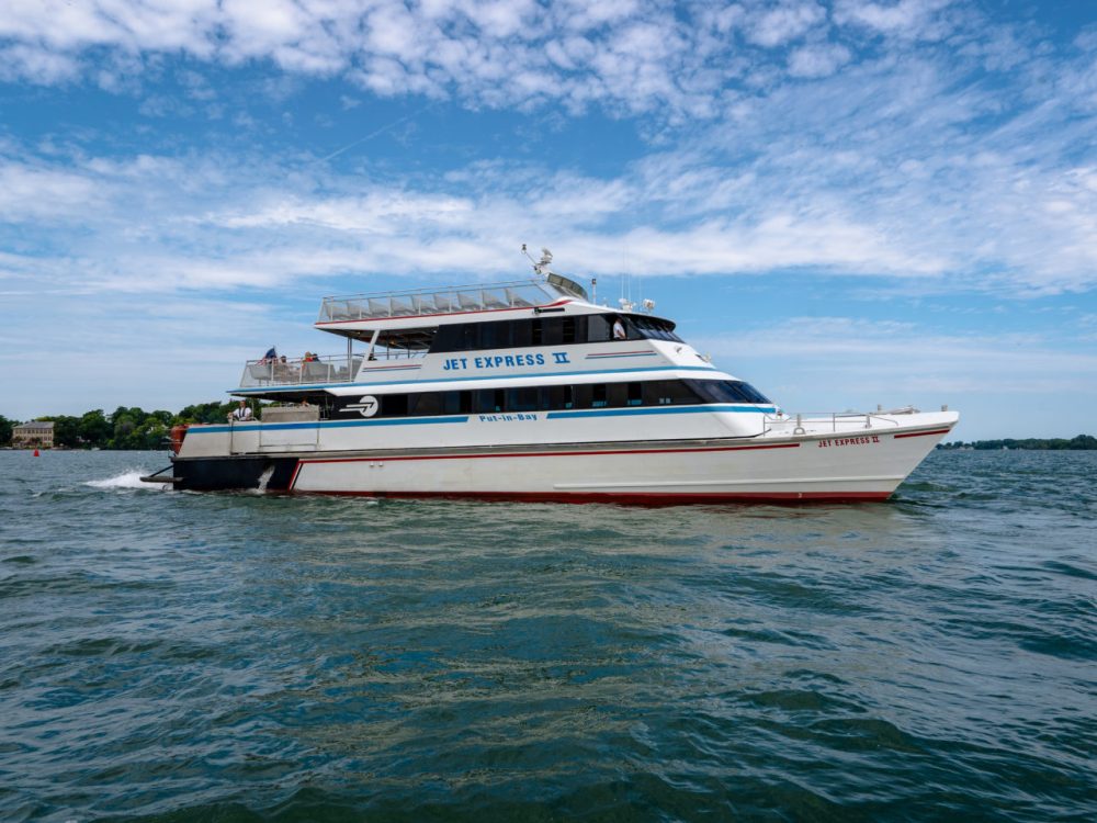a small boat in a large body of water
