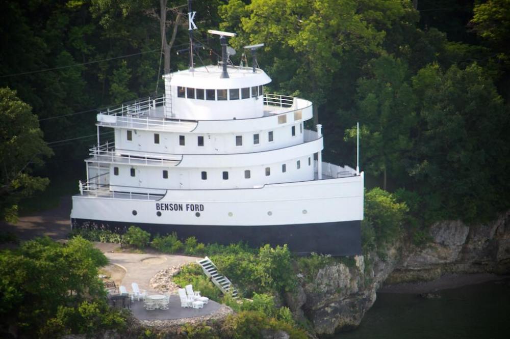 a large ship in the forest