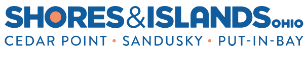 Logo: SHORE&S ISLANDS Ohio with Cedar Point, Sandusky, Put-in-Bay.