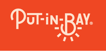 Stylized 'Put-in-Bay' text with a sun icon on an orange background.